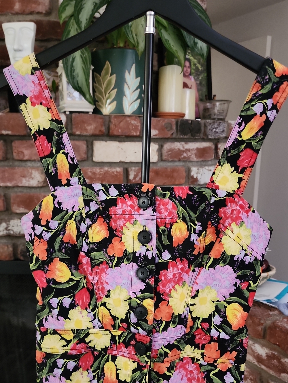 Anthropologie Maeve Yukiko Noritake Floral Romper Black Garden Party - Picture 3 of 10